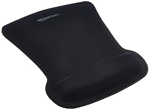Amazon Basics Mauspad mit Gel-Handballenauflage, 20 x 25 cm, Unregelmäßig, Schwarz