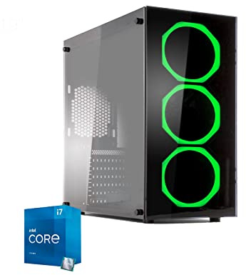 REALTECHNOLOGY Pc Desktop Gaming i7-11700 4.9ghz,Gtx 1650 4Gb,Ram Ddr4 16Gb 3200Mhz,Ssd M2 Nvme 1Tb,Wifi,Led Green,Windows 11Pro,Pc fisso Computer assemblato