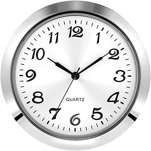 2-1/8 Zoll (55 mm) Quarzuhreinsatz, Zink-Legierung Metallgehäuse, Arabische Ziffer, Weißes Gesicht (Silbern)
