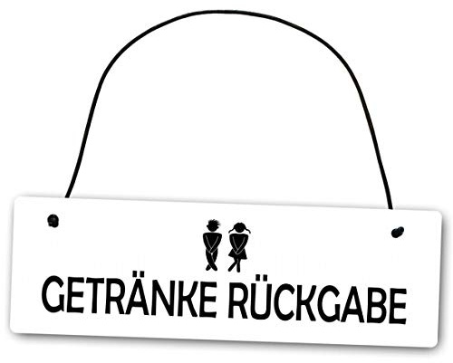 Homeyourself Metallschild Getränke Rückgabe 25 x 8 cm aus Alu Verbund (Alu, Kunststoff) für In- und Outdoor Deko Schild Dekoschild Wandschild außen und innen