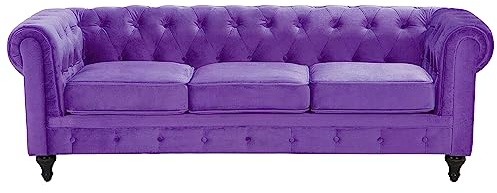Beliani Klassisches Chesterfield Sofa Samtstoff Polstersofa violett Chesterfield