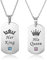 Cupimatch Paare Halskette mit Gravur“His Queen””Her King” für Sie und Ihn Zirkonia Edelstahl Kette Verheiraten Geschenk, Silber