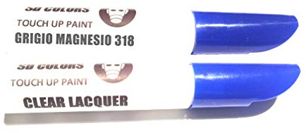 SD COLORS 12 ml Vernice Ritocco con Pennello e Vernice Trasparente - Grigio MAGNESIO (318) - Compatibile con Fiat - Riparazione di Graffi, Scheggiature e Verniciatura