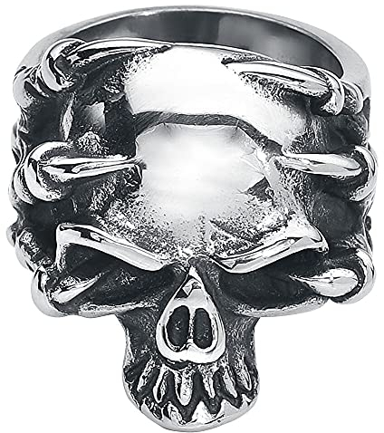 etNox hard and heavy Klauenschädel Männer Ring silberfarben L Edelstahl Geschenke, Gothic, Horror
