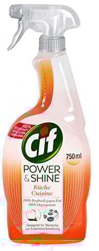 3er Pack - Cif Power & Shine Küchen Reiniger mit Orangen- und Citrusöl - 750ml