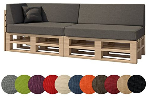 chilly pilley Palettenkissen Gartenkissen Palettenauflage Palettenpolster Indoor Outdoor Waschbar Abnehmbar Sitzkissen Rückenkissen (6er Set, Grau)