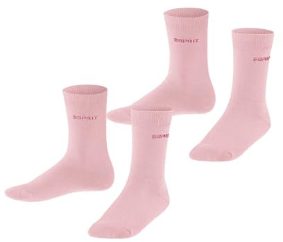 ESPRIT Unisex Kinder Socken Foot Logo Multipack K So Baumwolle einfarbig 2 Paar, Rosa Orchid 8985, 35-38