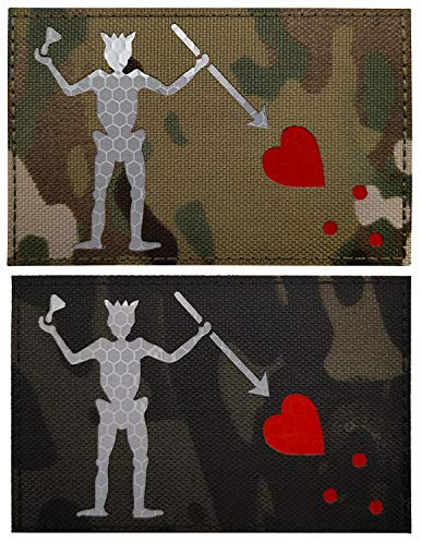 IR Blackbeard Pirate Edward Teach Jolly Roger Infrarot Reflektierende Patches – DEVGRU US Navy Seals Tactical Moral Military Patch – Klettverschluss Rückseite – 10,9 x 7,9 cm