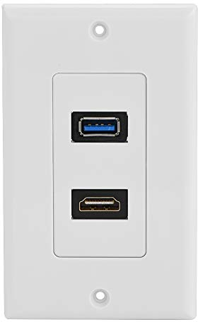 Placa de Pared HDMI y USB 3.0, HDMI USB3.0 Enchufe de Video y Audio para Panel de Pared Multimedia Integrado Dos en
