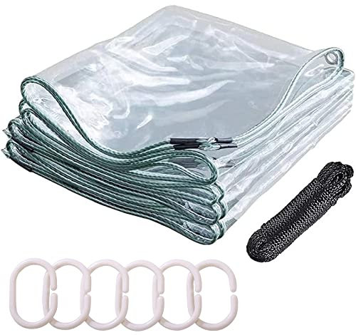 Transparente Plane,Abdeckplane Transparente mit Ösen,0,35mm Klare wasserdichte PVC Plane,Wetterfeste Plane,Vielseitige Gemüseabdeckung für Pavillons Pavillon Terrassen Windschutz (150x400cm)
