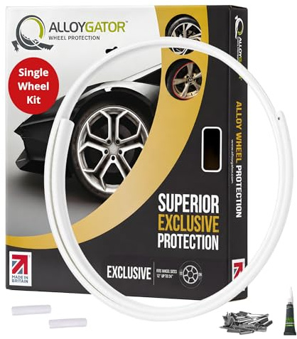 AlloyGator einzelnes Ersatzprofil (Weiß) - Nur für 1 Rad | Passend für Räder bis 24 Zoll | Schützt vor Bordsteinschäden | Klebstofffreies Zubehör für das Fahrzeugäußere