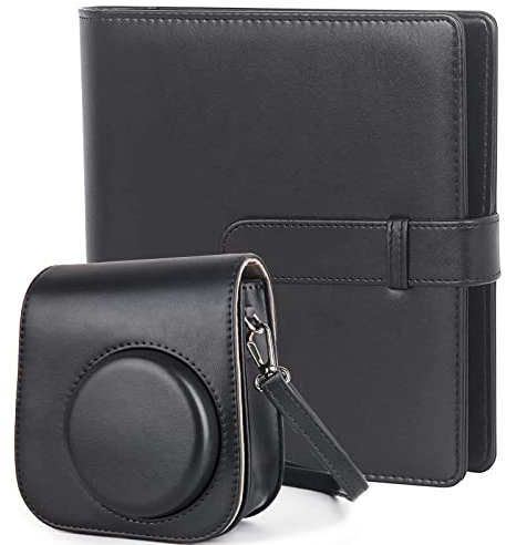256 Pockets Mini Photo Album with Camera Case for Instax Mini 11 9 Camera (Black)