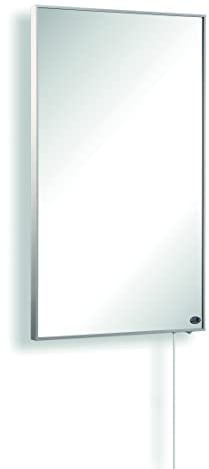 Könighaus chauffage infrarouge miroir - 600 W cadre blanc incl. thermostat - Chauffage miroir économe en énergie avec garantie de 5 ans - Chauffage mural infrarouge - Chauffe en 2 minutes