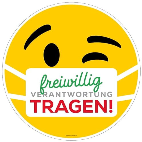 Aufkleber Hinweis Gebot freiwillig Verantwortung Maske/Mundschutz tragen Hygiene Schild Folie | Ø5-40cm Made in Germany, Größe: Ø5 cm