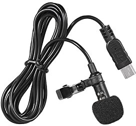 Andoer estéreo 150cm Mini USB del Profesional omnidireccional micrófono del Mic con el Cuello de Clip para GoPro Hero 3 3+ 4