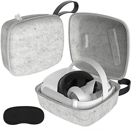 ZYBER Carrying Case for Oculus Quest 2 Accessories, Hard Pressed Felt Travel Case Compatible with Meta Quest 2 Headset, Elite Strap, Controllers Accessories,Cables,All-in-One VR Attachments