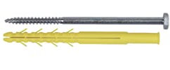 6 Chevilles longues CQLT D. 10 x 240 mm + Tirefond D. 7 x 240 mm - Tête hexa. 13 mm - Zingué