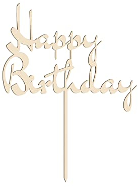 Happy Birthday Cake Topper Geburtstag Kuchendeko aus Holz - 15 cm Höhe, Motiv wählen:Happy Birthday-1