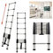 Telescopic Foldable 12.5ft/3.8m Extendable Ladder with Non-Slip Feet, Multi-purpose High Loft Ladder for Outdoor Indoor DIY RV Work, 330 Pound Capacity