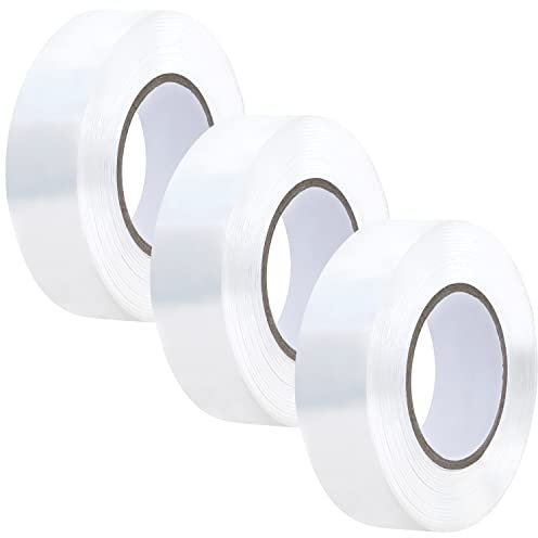 MAIXINNEW 3 Stück Doppelseitiges Klebeband Transparent, Doppelklebeband Extra Stark Ohne Rückstände, Teppich Klebeband für Stoff Boden Außen