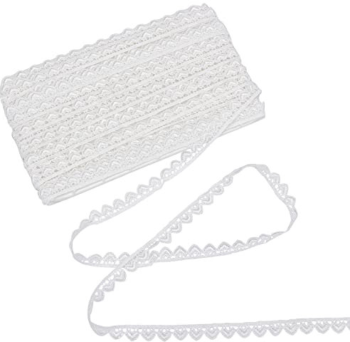 GORGECRAFT 15 Yards X 0.5 Zoll Herz Spitzenborte Stickerei Spitzenband Weißes Herz Bordüre Posamenten DIY Nähen Handwerk Kleid Hut Kleidung Tischdecke Verzierungen Zubehör Geschenkverpackungszubehör