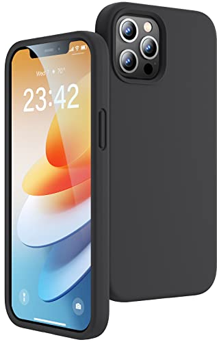 JASBON Handyhülle für iPhone 12 Pro Hülle und iPhone 12 Hülle, Stoßfester Silikon Hülle, 360°-Schutz Kratzfestem Case, Schutzhülle iPhone 12/12Pro 6,1- Schwarz