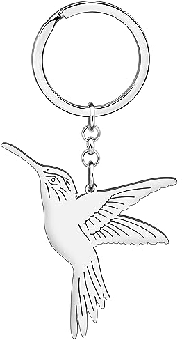 YAYAKO Fliegen Kolibri Schlüsselanhänger Edelstahl Vogel Autoschlüssel Kolibri Geschenke für Frauen Mädchen Frühling Sommer Charms (Versilbert)