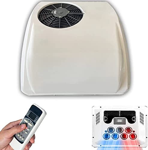 12V/24V DC RV Climatiseur 2 en 1 RV Climatiseur de Toit avec Refroidissement et Chauffage, Climatiseur de Stationnement électrique Camping-car Système de Climatisation pour Voiture RV Camion Camper Pe