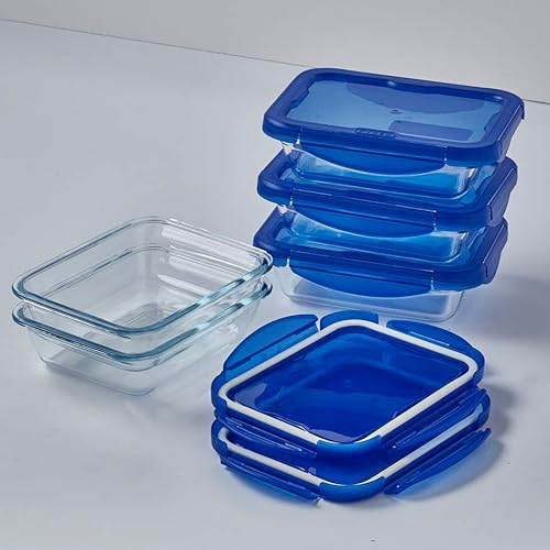 Pyrex Cook & Go - Lot de 5 LunchBox Rectangulaires - 0,8L - Verre Borosilicate - Compatible four, micro-ondes et lave-vaisselle - Made in France