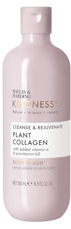 Baylis & Harding Kindness + Plant Collagen, Rose Water & Coconut Milk Fragrance, 500 ml Cleanse & Rejuvenate Body Wash (Pack of 1) - Vegan Friendly