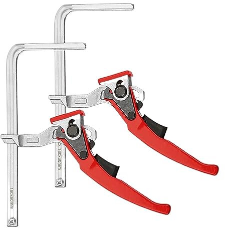 2Pcs Alloy Steel Upgrade Quick Ratchet Track Saw Guide Rail Clamp Compatible with MFT Clamp Compatible with MFT Table and Guide Rail System Woodworking Clamp