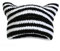 Y2k Wintermützen mit Katzenohren LäSsige WintermüTze Mit Katzenohren mit Ohren Häkelmütze Katze Hut Vintage Beanie Damen Fuchs Hut Zubehör Casual Beanie Striped Cat Ear Hat Unisex（Schwarz und weiß）