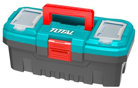 TOTAL - Werkzeug-Organizer 10 kg - Kunststoffbox mit Herausnehmbarem Einsatz und Oberdeckel - 3 Aufbewahrungsbereiche und Skalenfunktion - Maße 356x168x160 mm