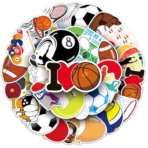 Bric Dodo 50 Stück Gemischte Kugeln Aufkleber Auto Laptop Telefon Gitarre Skateboard Motorrad Fahrrad Mixed Ball Stickers Set Vinyl Wasserdicht Aesthetic Aufkleber für Jugendliche Kinder Erwachsene