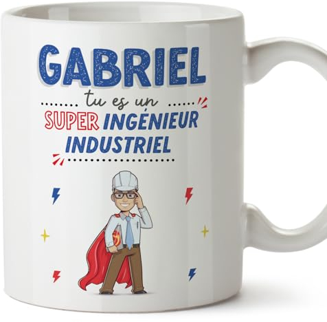 MUGFFINS Tazas Personalizadas para INGENIERO INDUSTRIAL hombre - En Francés - Tu es Super! - 11 oz / 330 ml - Regalo Personalizable original y divertido
