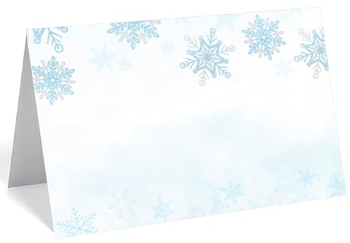 Schneeflocken-Platzkarten, 24 Stück, Winterthema, Namenskarten für Frozen- und Weihnachtsveranstaltungen, Blau