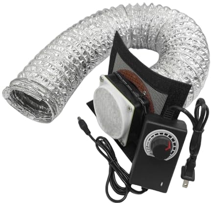 HOCENWAY Upgrade 3-Lagen Filter System Rauch Auspuff Kit mit 5000RPM Ventilator und Geschwindigkeitsregelung Netzteil für alle Lasergravierer 3D Drucker Gehäuse Zeltabdeckung DIY (Lüftungs Kit)