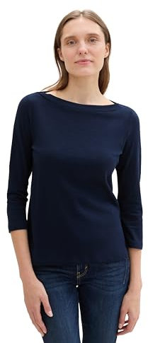 TOM TAILOR Damen Basic T-Shirt mit 3/4-Arm, 11789 - Real Navy Blue 1, XL