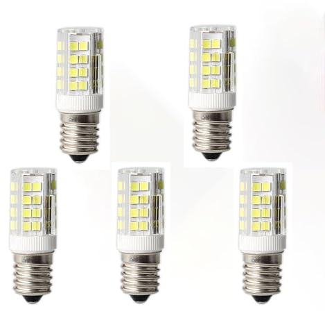 WingYauLung E14 LED Light Bulb Daylight White 6000K 120V,E14 European Base for Cooker Hood Bulbs,Range Hood Light Bulbs,Refrigerator Bulb,Turkish Moroccan Bulb Replace(5-Pack)