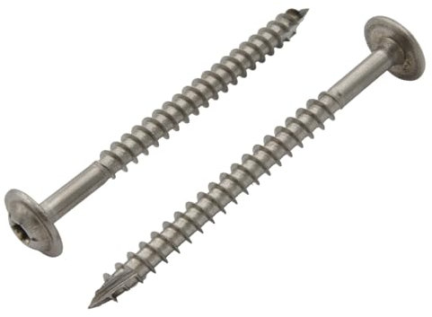 BRESKO Tellerkopfschrauben Edelstahl A2 Solar Holzbauschrauben Tellerkopf Schrauben Holzschrauben Rostfrei Konstruktionsschrauben 5x50 mm 50 Stück