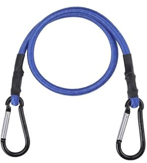 24 Inch Elastic Rope Lock Blue Bungee Cords with Carabiner Hook Strong Shock Cord Tie Down Set for Luggage Rack,Cargo,Camping,RV,Hand Carts