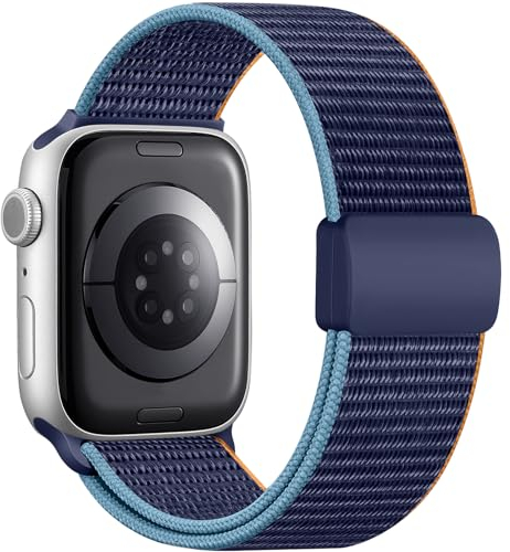 Easuny Loop Armband Kompatibel mit Apple Watch Armband 45mm 44mm 49mm 42mm 46mm, Weiche Geflochtene Nylon Band für Apple Watch SE/iWatch Series 10 9 8 7 6 5 4 3 2 1 Ultra Damen Herren,Dunkelblau