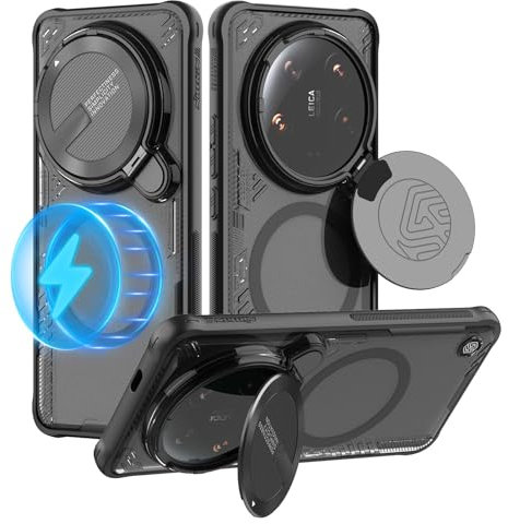 Nillkin Xiaomi 14 Ultra 5G Cover Magnetica, Custodia Resistente agli Urti e ai Graffi con Funzione di Supporto, Compatibile con Xiaomi 14 Ultra (6,73 Pollici) - Nero