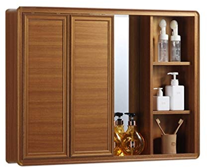 Generisch Badezimmerschrank,Badezimmer, Medizinschrank, Kosmetikspiegel aus Aluminium, mit Regal, wandmontierter Aufbewahrungsschrank (Farbe: Schwarz, Größe: 80 x 13 x 68 cm)