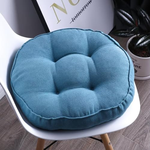 Bettschlange 2er Set Stuhlkissen, Sitzkissen Boden für Indoor und Outdoor, Waschbare Stuhlauflage für Bank und Stuhl, Bodenkissen für Zuhause Büro Küche Esszimmer,Blau,Rund, 45x45cm