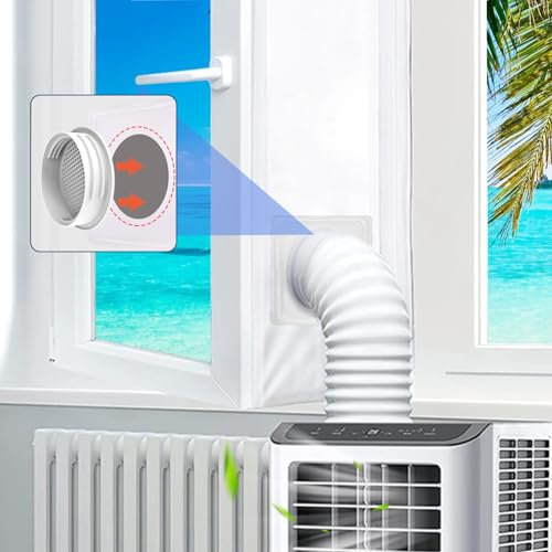 400CM (157) Portable AC Window Seal Kit with Universal Coupler Fit for 5.1/5.9 Exhaust Hose, Casement Window Seal Kit for Mobile Air Conditioner, Full Sealing Waterproof AC Window Vent Seal Kit