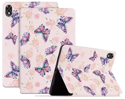 SNCLET for Lenovo Legion Y700 2022 Tablet Cover Case Butterfly PU Leather Lightweight Protective Tablet Case with Auto Wake/Sleep Stand Function for Lenovo Legion Y700 2022 8.8,Rose Butterfly
