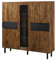 MASSIVMOEBEL24.DE | Highboard Lichtenberg #101 | Sheesham Massivholz Natur unbehandelt | 158x40x160 cm | Schrank, Kommode mit Blitzmuster | 2 Holztüren, 1 Glastür | Schiefer & Metallfüße
