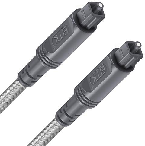 EMK Optical Audio Cable Optical Cable Digital Fiber Optic Toslink Cord for Sound Bar, TV, PS4, Xbox, Home Theater & More (24 Feet/7.6M, Slim Cotton Braided, Grey1)