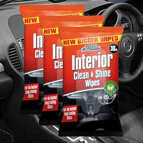 Shop4allsorts Car interior wipes large dashboard cleaning wipes clean and shine dash surface wipes remove dust and polish your car interior 3 packs of 30 wipes.